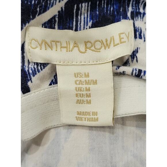 Cynthia Rowley Blue & White Abstract‎ Leaf Hi-Low Maxi Dress – Size M - Picture 9 of 10